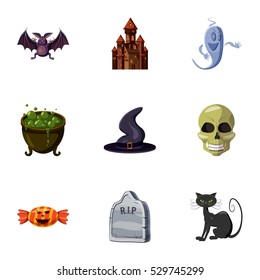 Halloween holiday icons set. Cartoon illustration of 9 halloween holiday vector icons for web