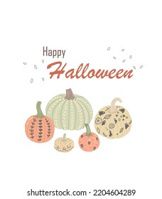 Halloween holiday illustration. Pumpkins, decor for Halloween.

