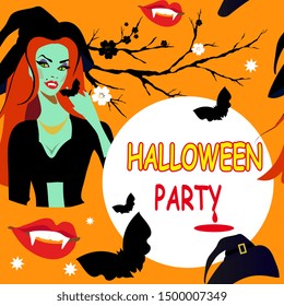 Halloween Holiday Pattern Witch, orange 