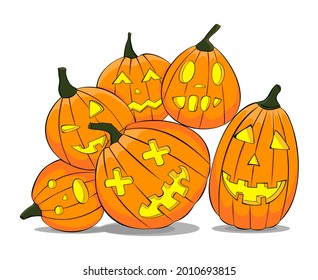 Halloween, holiday pumpkins. A mountain of pumpkins.
Pumpkin lantern. All Saints' Day