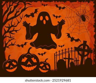 halloween holiday scary and creepy poster background for design cartoon vector illustration