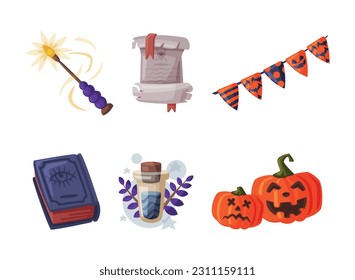 Halloween Holiday Scary Objects and Symbol Vector Set
