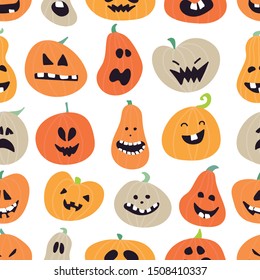Halloween holiday, seamless background. Abstract colorful Halloween,illustration background. Seamless Halloween Pattern with Pumpkins. autumn illustration for Halloween