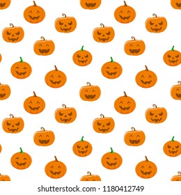 Halloween holiday, seamless background, pattern with pumpkin. Vector illustration.