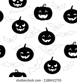 Halloween holiday, seamless background, pattern with pumpkin. Vector illustration.