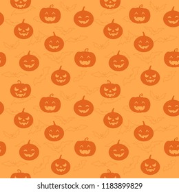 Halloween holiday, seamless background, pattern with pumpkin. Vector illustration.