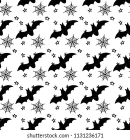 Halloween holiday seamless pattern background with hand drawing elements. Vector illustration
