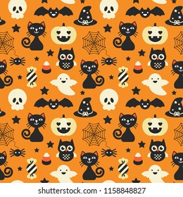 Halloween holiday seamless pattern background design. Vector illustration