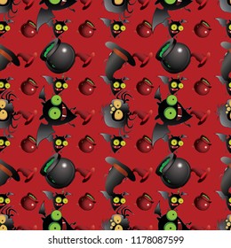 Halloween holiday seamless pattern background with hand drawing elements. eps 10 vector