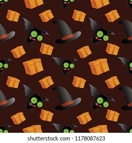 Halloween holiday seamless pattern background with hand drawing elements. eps 10 vector