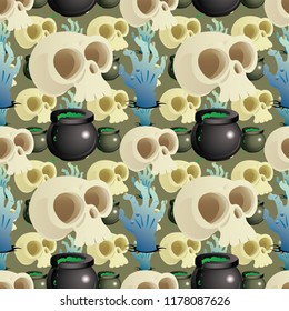 Halloween holiday seamless pattern background with hand drawing elements. eps 10 vector