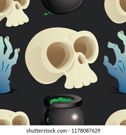 Halloween holiday seamless pattern background with hand drawing elements. eps 10 vector
