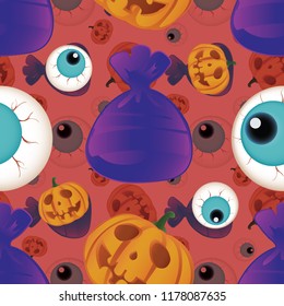 Halloween holiday seamless pattern background with hand drawing elements. eps 10 vector