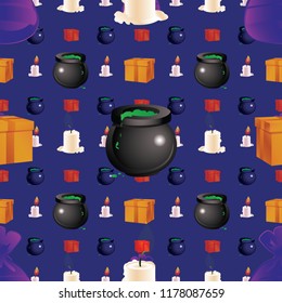 Halloween holiday seamless pattern background with hand drawing elements. eps 10 vector