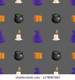 Halloween holiday seamless pattern background with hand drawing elements. eps 10 vector