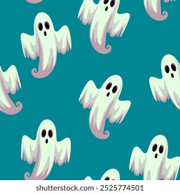 Halloween holiday seamless pattern background. Ghost. 