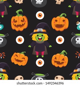 Halloween holiday seamless pattern background.Endless texture for textile ,fabric , wallpaper, web page background, wrapping paper and etc.