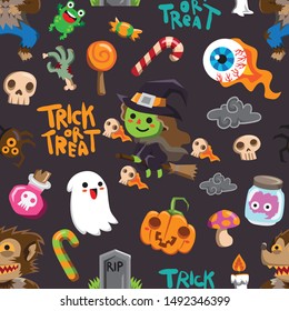 Halloween holiday seamless pattern background.Endless texture for textile ,fabric , wallpaper, web page background, wrapping paper and etc.
