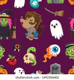 Halloween holiday seamless pattern background.Endless texture for textile ,fabric , wallpaper, web page background, wrapping paper and etc.