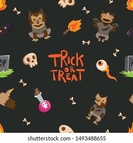 Halloween holiday seamless pattern background.Endless texture for textile ,fabric , wallpaper, web page background, wrapping paper and etc.