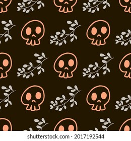 Halloween holiday seamless pattern in bright colors. Halloween holiday seamless pattern background. Vector illustration for fabric and gift wrap paper design.