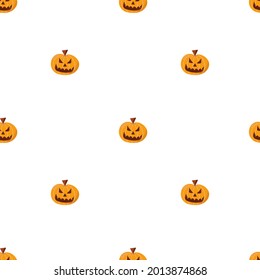 Halloween holiday, seamless pattern with pumpkin on white background.