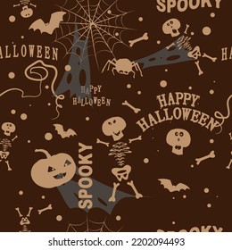 Halloween holiday seamless texture with monsters. Vector.