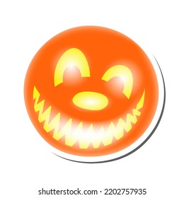 Halloween Holiday Sticker With Shadow Element. Pumpkin Over White Background for Creating Halloween Designs.  Vector illustration.