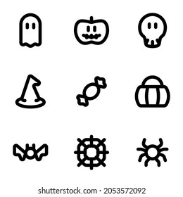 Halloween holiday trick or treat animals and more basic and minimalist icons. Icons design for web.