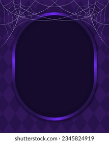 Halloween holiday vector illustration diamond-shaped wall background with purple frame and spider web