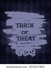Halloween holiday vector illustration diamond-shaped wall background with skull heads and empty grunge banner