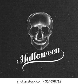 Halloween. Holiday Vector Illustration. Lettering Composition With Skull