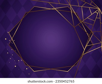 Halloween holiday vector illustration purple striped wall background with golden frame and spider web