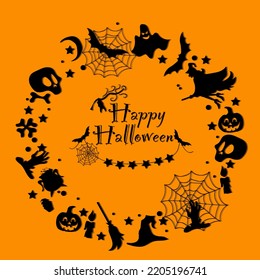 Halloween Holiday Wreath decorations paper cut with Fancy Elements. Website Spooky, Background or Banner. Vector illustration