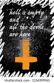 Halloween holidays card with creepy hand drawing . Handmade flyer posters and greeting card with handwritten calligraphy words quote phrase of witchery and black magic. Vector.