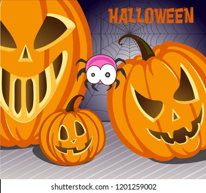 Halloween holidays, evil pumpkins, high quality vector