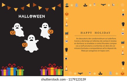 Halloween holidays with ghots and greeting card