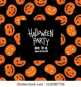 Halloween holidays pumpkin seamless pattern. Scary cartoon character background.