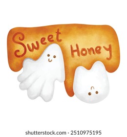 Halloween Honey ghost hand draw vector design