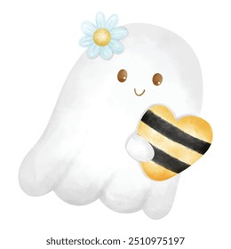 Halloween Honey ghost hand draw vector design