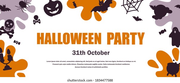 Halloween horizontal banner. Space for text. Vector illustration