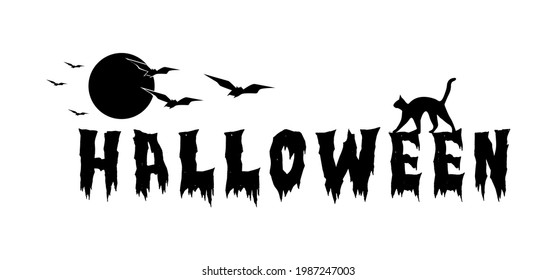 Halloween horizontal banner with vector inscription on white backdrop background. happy HALLOWEEN, wallet or life. vector illustration