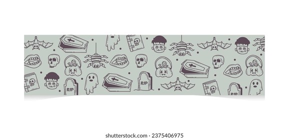 Halloween horizontal banners with hand drawn pattern isolated