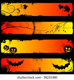 Halloween horizontal banners, set