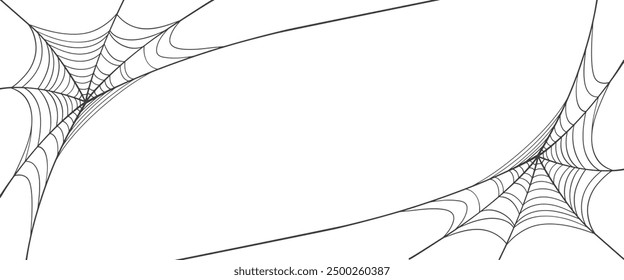 Halloween horizontal frame black cobweb on transparent background ilustration vector. Halloween concept