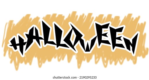 Halloween horizontal lettering design. Hand written stylish letters in gothic style 
