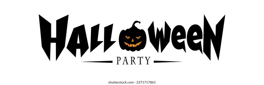 Halloween horizontal logo, sticker, and banner. The inscription with pumpkin head and metal font typography. Suitable for stickers