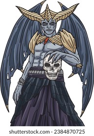 Halloween Horned Being Cartoon Colored Clipart 