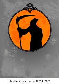 Halloween horrible Grim Reaper  silhouette  design