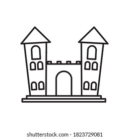 halloween horror castle icon over white background, flat style, vector illustration